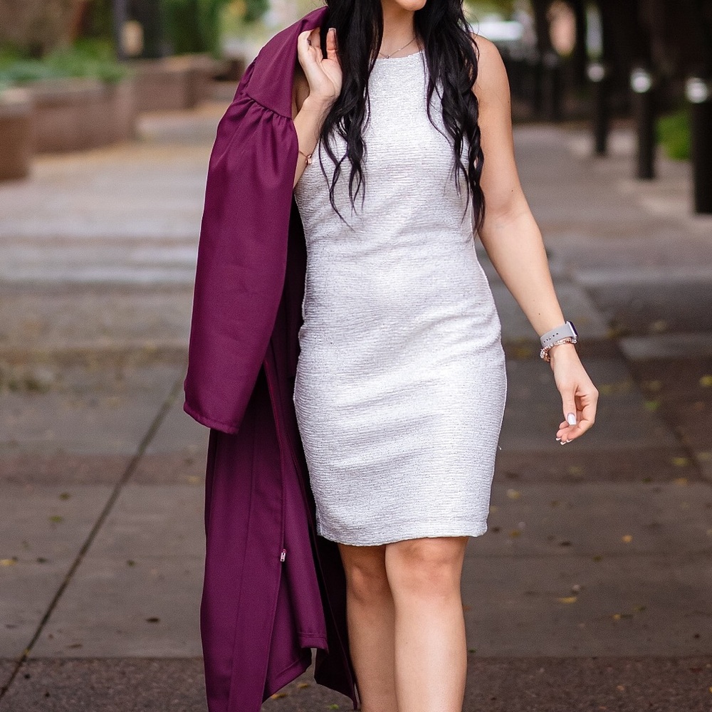 White dress with gold accents